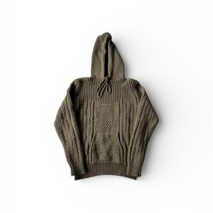 Vintage Basco Sportswear Chunky Knit 100% Wool Hoodie Olive Men’s Medium